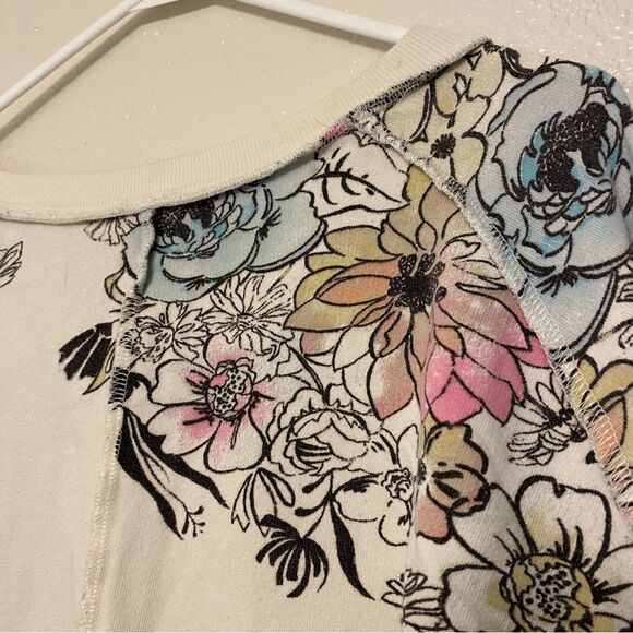Free People Go On Oversized Floral Sweatshirt Oversized Boho slouchy cotton S - Picture 4 of 10